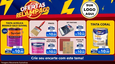 Modelo de TV para TV Horizontal com o tema Ofertas Relâmpago para Tintas e Ferramentas