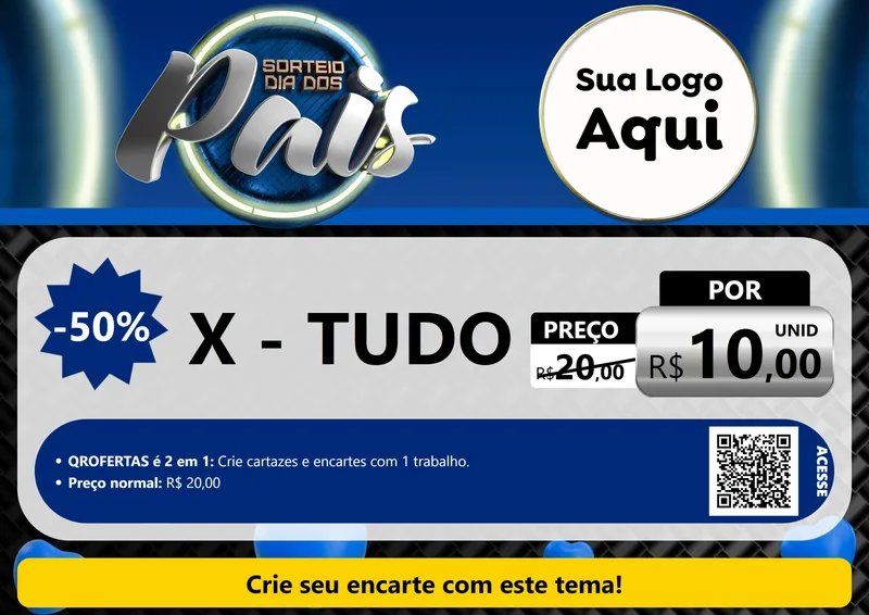 Modelo de Cartaz para Cartaz A4 Horizontal com o tema Sorteio Dia Dos Pais para Hamburgueria