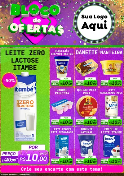Modelo de Encarte para Encarte A4 Vertical com o tema Bloco de Ofertas para Frios e Laticínios