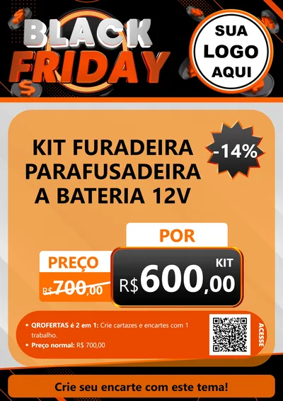 Modelo de Cartaz para Cartaz A4 Vertical com o tema Black Friday para Maquinas e Ferramentas