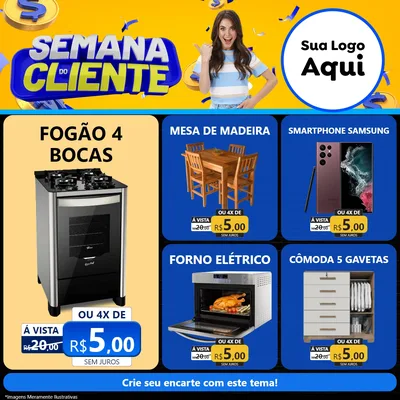 Modelo de Rede Social para Feed Facebook com o tema Semana do Cliente para Móveis e Eletro