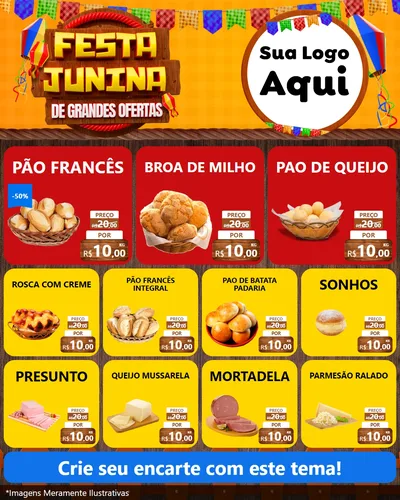 Modelo de Rede Social para Feed Instagram com o tema Festa Junina de Grandes Ofertas para Padaria