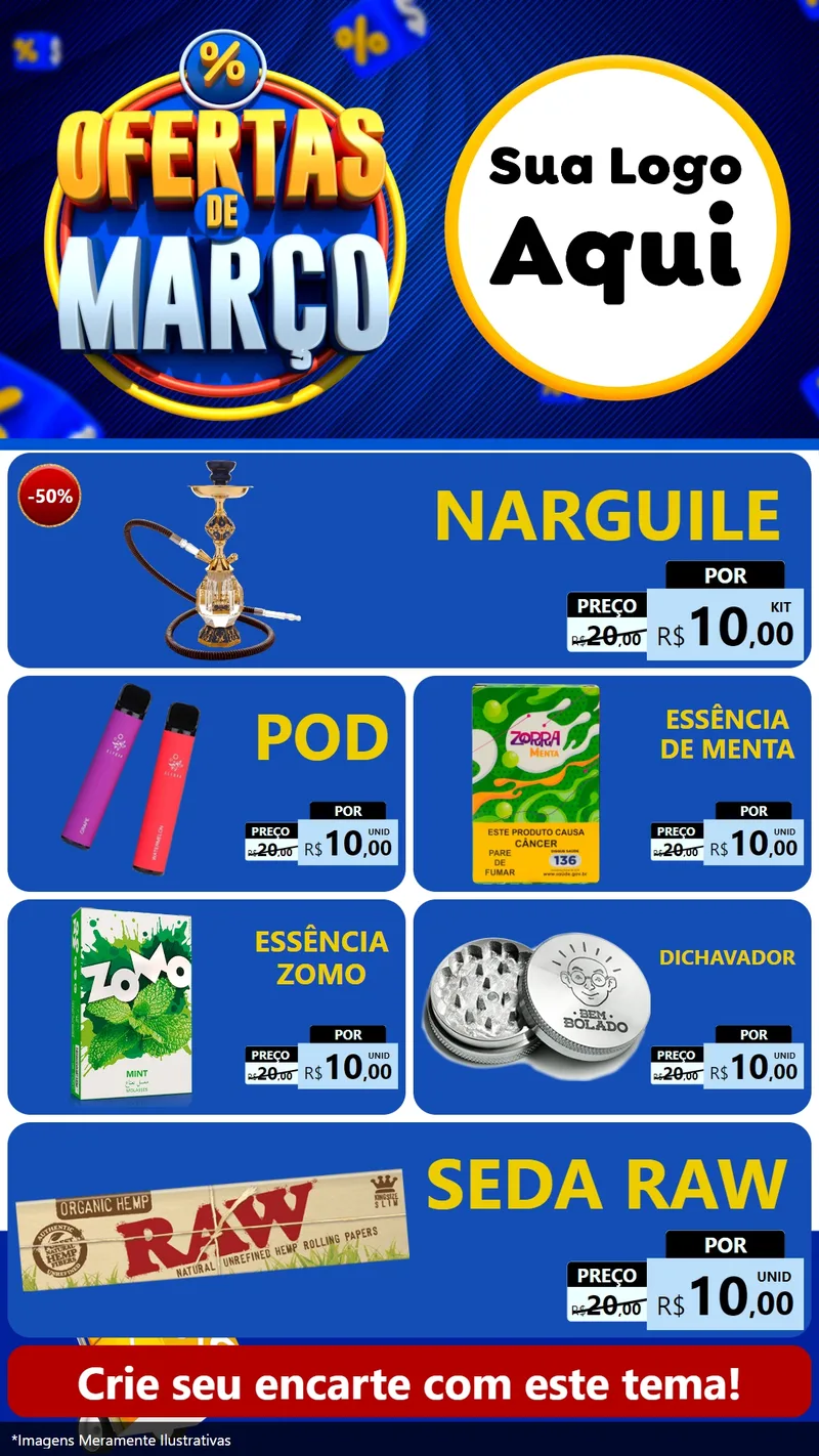 Modelo de TV para TV Vertical com o tema Ofertas de Março para Tabacaria