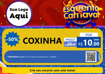 Modelo de Cartaz para Cartaz A4 Horizontal com o tema Esquenta de Carnaval para Salgadaria