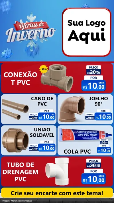 Modelo de TV para TV Vertical com o tema Ofertas de Inverno para Tubos e conexões