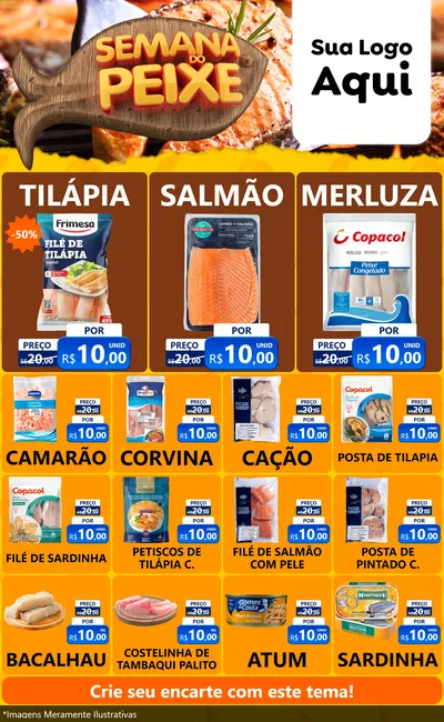 Modelo de Encarte para Encarte Grande com o tema Semana do Peixe para Peixaria
