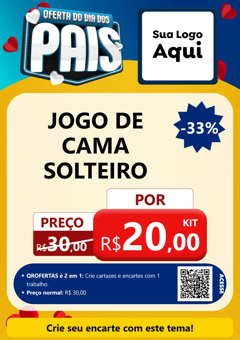 Modelo de Cartaz para Cartaz A4 Vertical com o tema Oferta Do Dia Dos Pais para Cama, Mesa e Banho