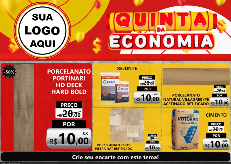 Modelo de Encarte para Encarte A4 Horizontal com o tema Quinta da Economia para Pisos e revestimentos