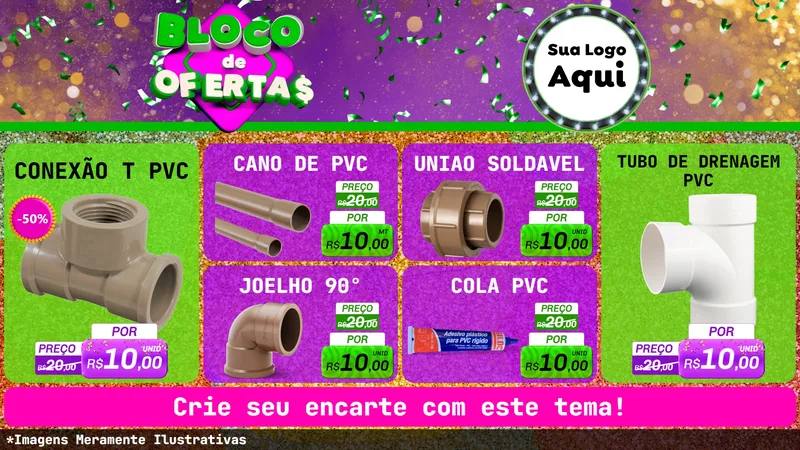 Modelo de TV para TV Horizontal com o tema Bloco de Ofertas para Tubos e conexões