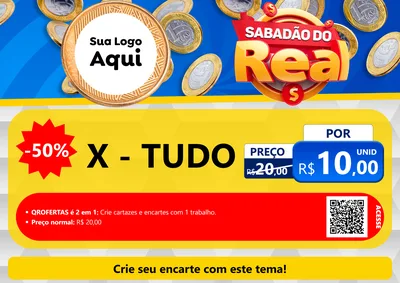 Modelo de Cartaz para Cartaz A4 Horizontal com o tema Sabadão do Real para Hamburgueria