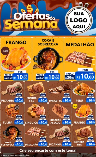 Modelo de Encarte para Encarte Grande com o tema Ofertas da Semana - Páscoa para Assados