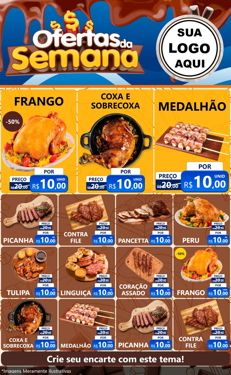 Modelo de Encarte para Encarte Grande com o tema Ofertas da Semana - Páscoa para Assados