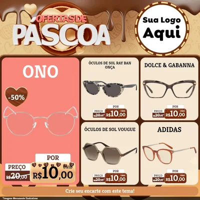 Modelo de Rede Social para Feed Facebook com o tema Ofertas de Páscoa para Óticas