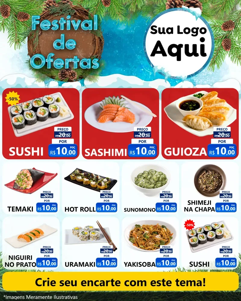 Modelo de Rede Social para Feed Instagram com o tema Festival de Ofertas - Inverno para Comida japonesa