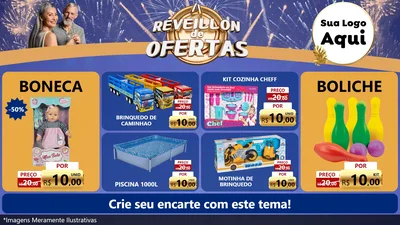 Modelo de TV para TV Horizontal com o tema Réveillon de Ofertas para Brinquedos
