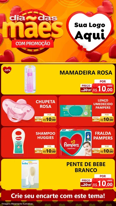Modelo de TV para TV Vertical com o tema Dia das Mães com Promoção para Bebês