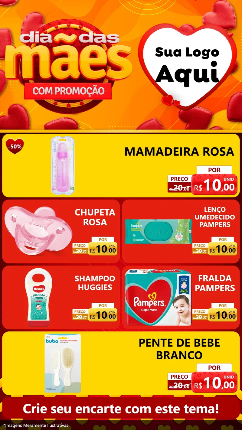 Modelo de TV para TV Vertical com o tema Dia das Mães com Promoção para Bebês