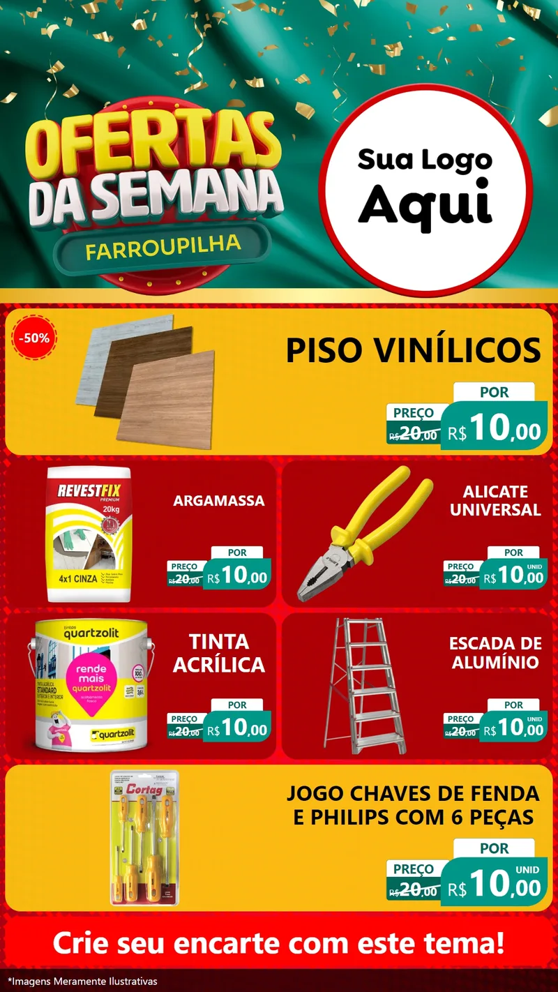 Modelo de TV para TV Vertical com o tema Ofertas da Semana Farroupilha para Material para Construção