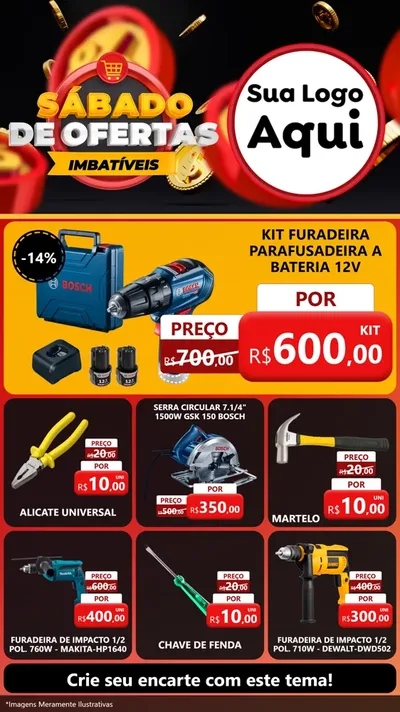 Modelo de Rede Social para Stories com o tema Sábado de Ofertas Imbatíveis para Maquinas e Ferramentas