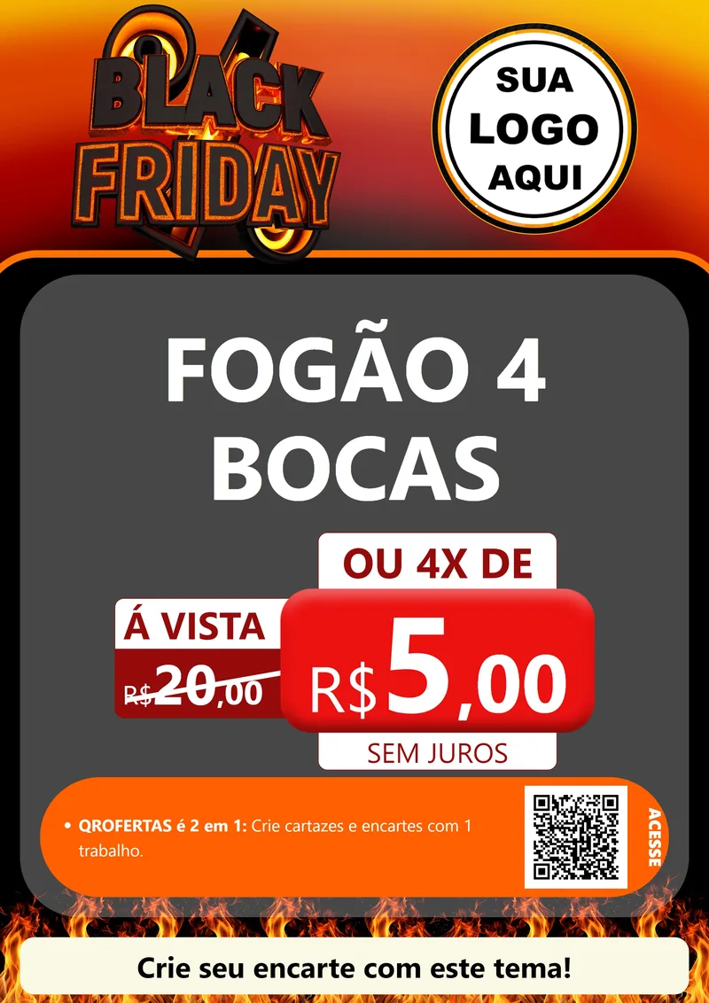 Modelo de Cartaz para Cartaz A4 Vertical com o tema Black Friday para Móveis e Eletro