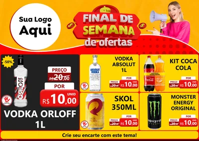 Modelo de Encarte para Encarte A4 Horizontal com o tema Final de Semana de Ofertas para Distribuidora de bebidas