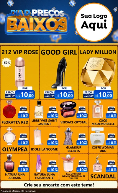 Modelo de Encarte para Encarte Grande com o tema Dia D Preço Baixo para Perfumes