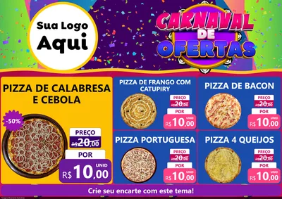Modelo de Encarte para Encarte A4 Horizontal com o tema Carnaval de Ofertas para Pizzaria
