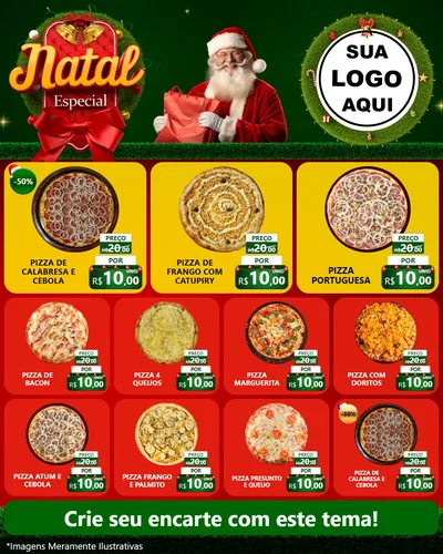 Modelo de Rede Social para Feed Instagram com o tema Natal Especial para Pizzaria