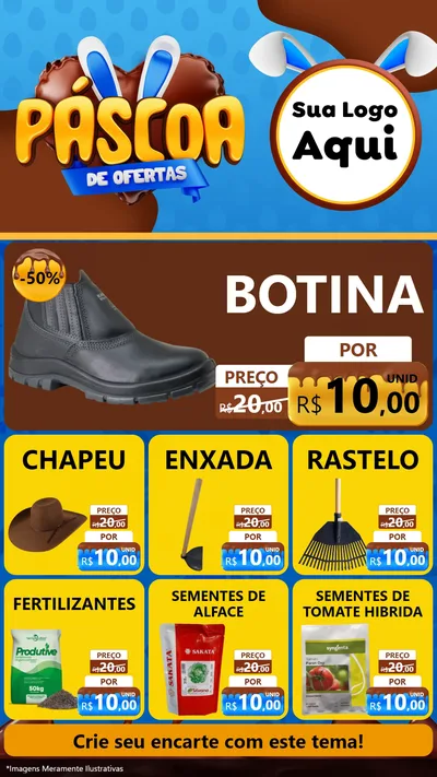 Modelo de Rede Social para Stories com o tema Páscoa de Ofertas para Agropecuária