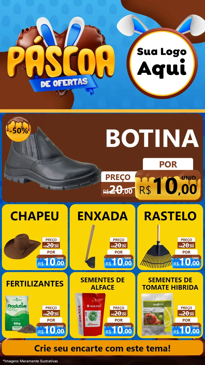 Modelo de Rede Social para Stories com o tema Páscoa de Ofertas para Agropecuária