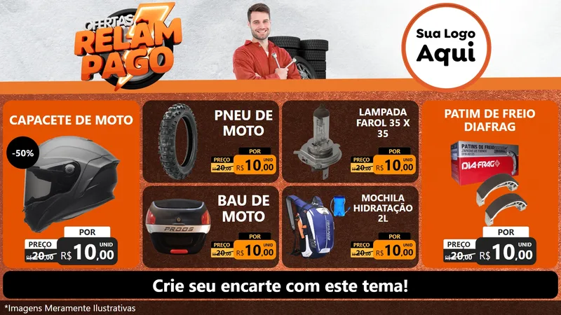 Modelo de TV para TV Horizontal com o tema Ofertas Relâmpago - Moto / Auto para Moto peças