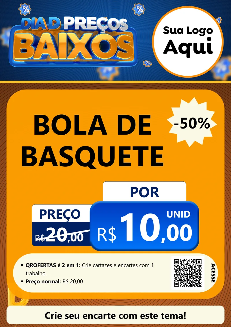 Modelo de Cartaz para Cartaz A4 Vertical com o tema Dia D Preço Baixo para Artigos Esportivos