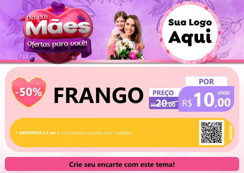 Modelo de Cartaz para Cartaz A4 Horizontal com o tema Dia das Mães Ofertas para Você! para Assados