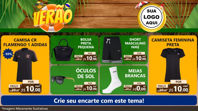 Modelo de TV para TV Horizontal com o tema Verão para Roupas e acessórios