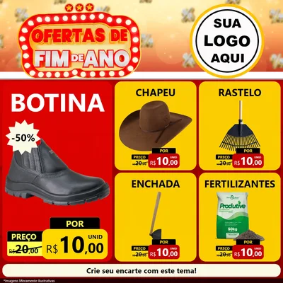 Modelo de Rede Social para Feed Facebook com o tema Ofertas de Fim de Ano para Agropecuária