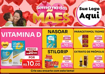 Modelo de Encarte para Encarte A4 Horizontal com o tema Semana Das Mães para Farmácia