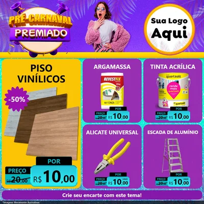 Modelo de Rede Social para Feed Facebook com o tema Pré-Carnaval Premiado para Material para Construção