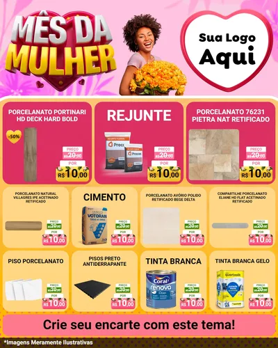 Modelo de Rede Social para Feed Instagram com o tema Mês da Mulher para Pisos e revestimentos