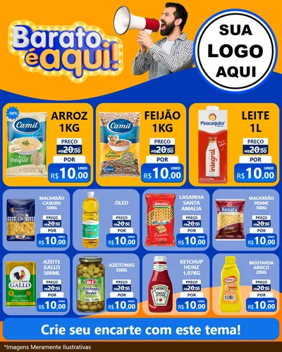 Modelo de Rede Social para Feed Instagram com o tema Barato é aqui para Supermercado