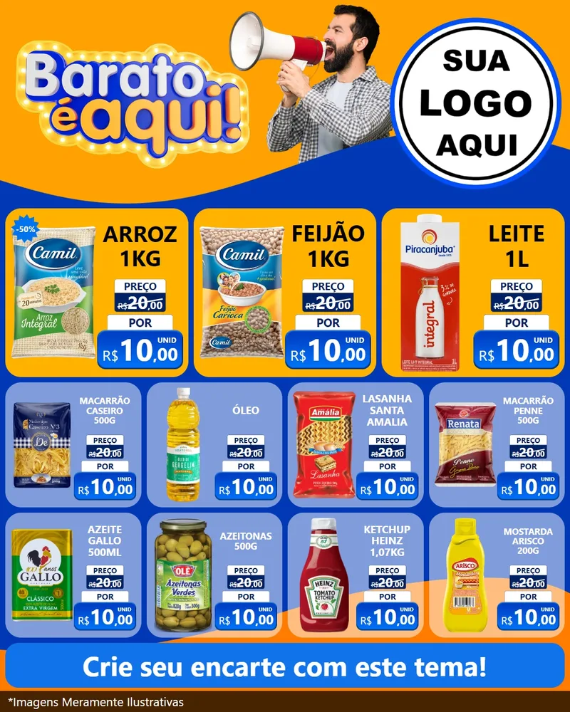 Modelo de Rede Social para Feed Instagram com o tema Barato é aqui para Supermercado