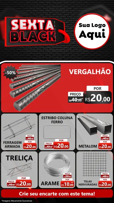 Modelo de Rede Social para Stories com o tema Sexta Black para Ferragens