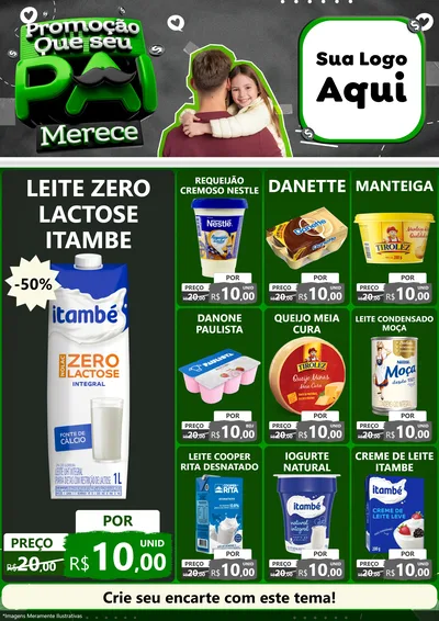 Modelo de Encarte para Encarte A4 Vertical com o tema Promoção Que seu Pai Merece para Frios e Laticínios
