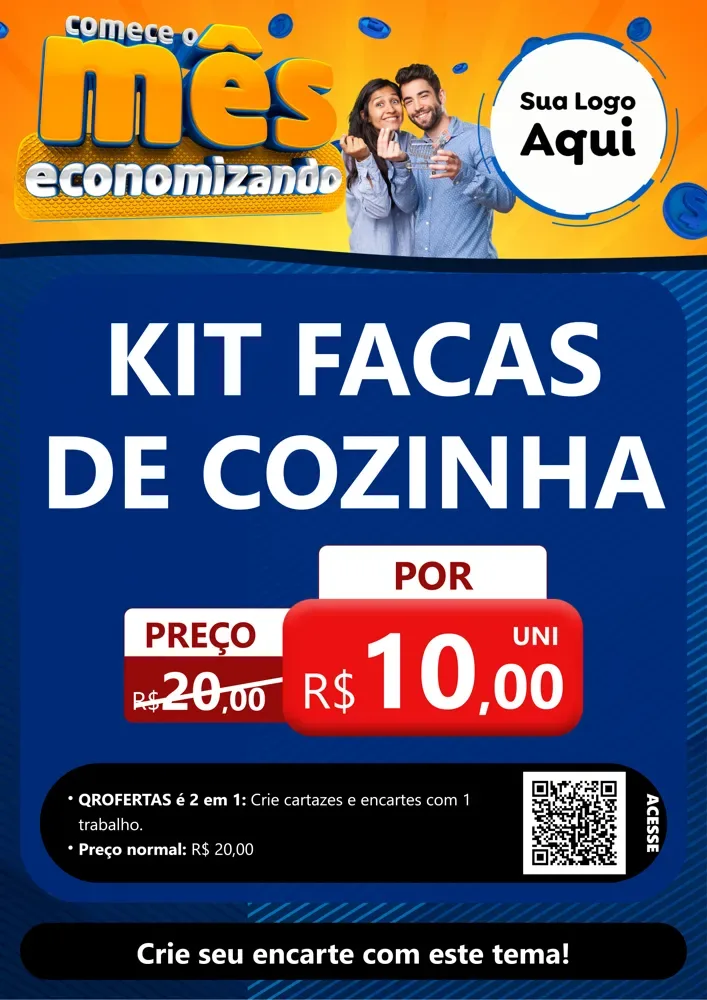 Modelo de Cartaz para Cartaz A4 Vertical com o tema Comece O Mês Economizando para Utilidades Domésticas