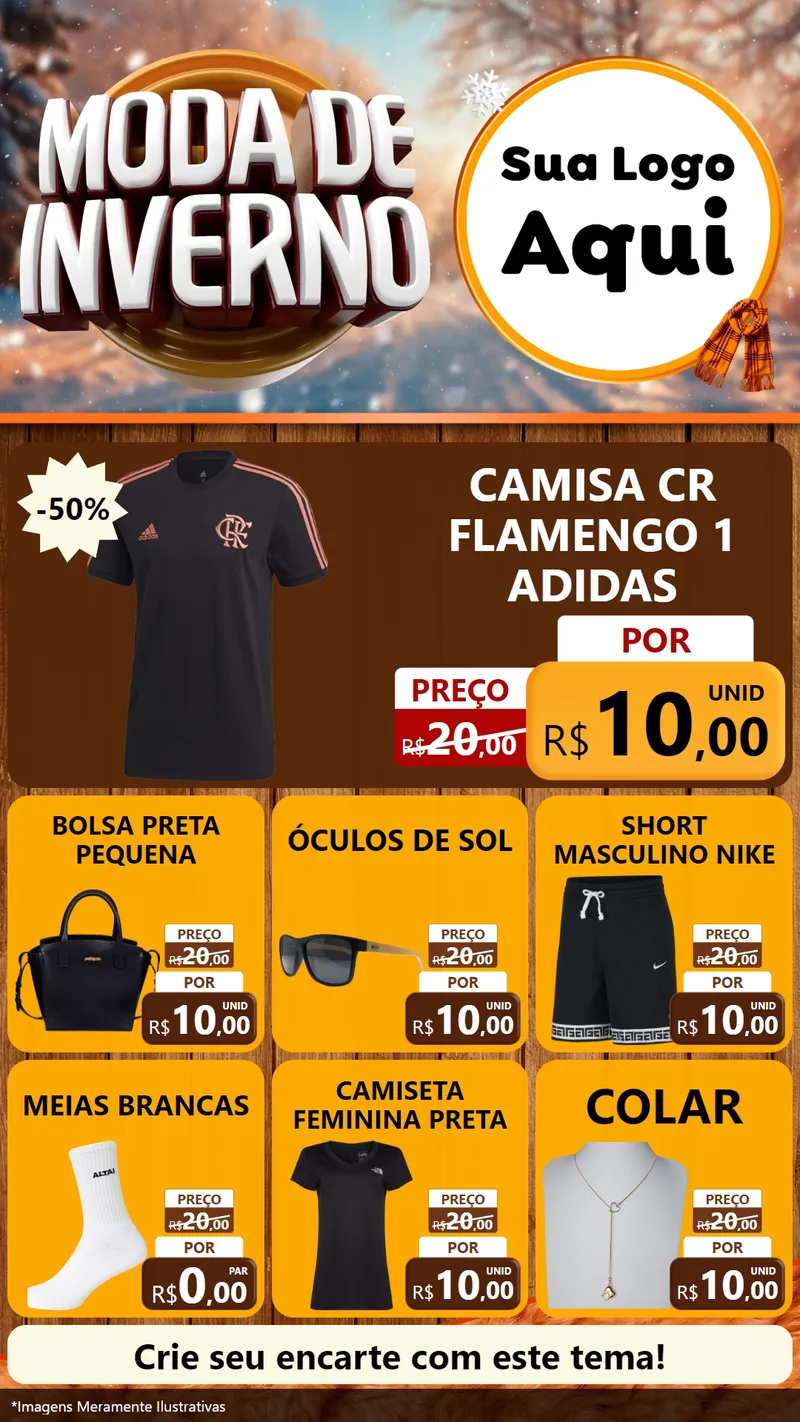 Modelo de Rede Social para Stories com o tema Moda de Inverno para Roupas e acessórios