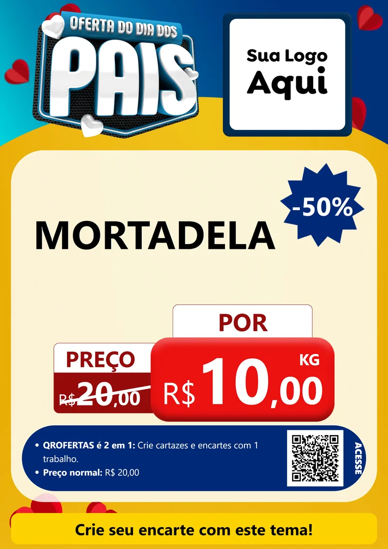 Modelo de Cartaz para Cartaz A4 Vertical com o tema Oferta Do Dia Dos Pais para Frios e Laticínios