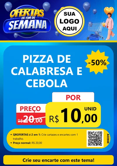 Modelo de Cartaz para Cartaz A4 Vertical com o tema Ofertas de Fim de Semana para Pizzaria