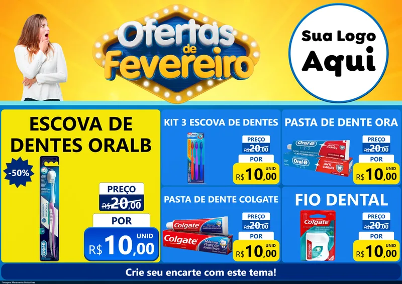 Modelo de Encarte para Encarte A4 Horizontal com o tema Ofertas de Fevereiro para Higiene Pessoal
