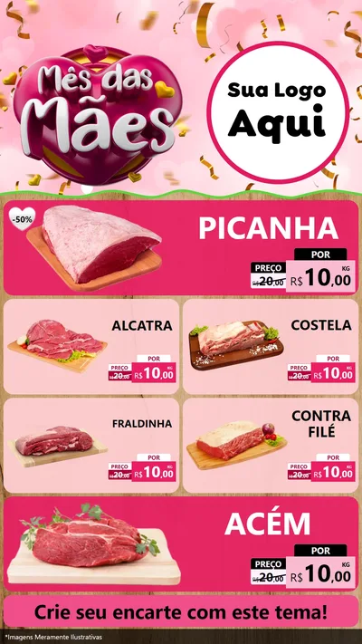 Modelo de TV para TV Vertical com o tema Mês das Mães para Açougue