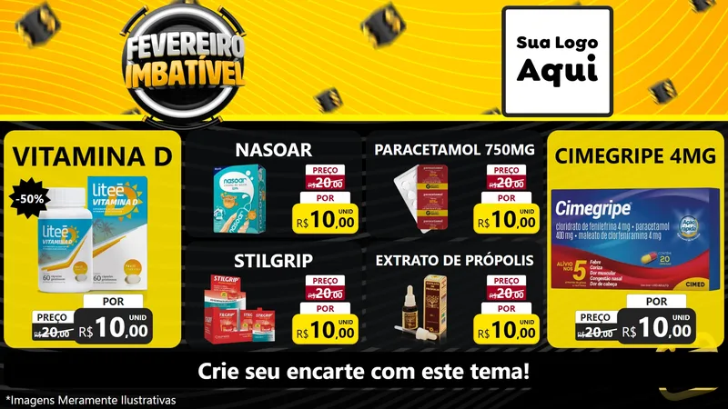 Modelo de TV para TV Horizontal com o tema Fevereiro Imbatível para Farmácia