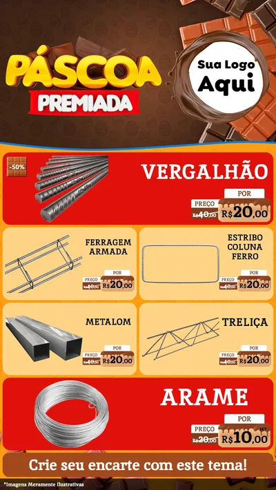 Modelo de TV para TV Vertical com o tema Páscoa Premiada para Ferragens